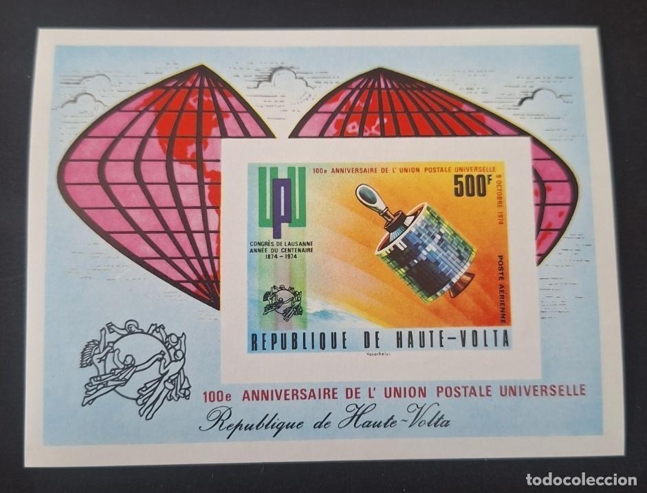 Sellos: Alto Volta 1974 Mi. Bl. 28 ND UPU Uni&oacute;n Postal sat&eacute;lite espacio