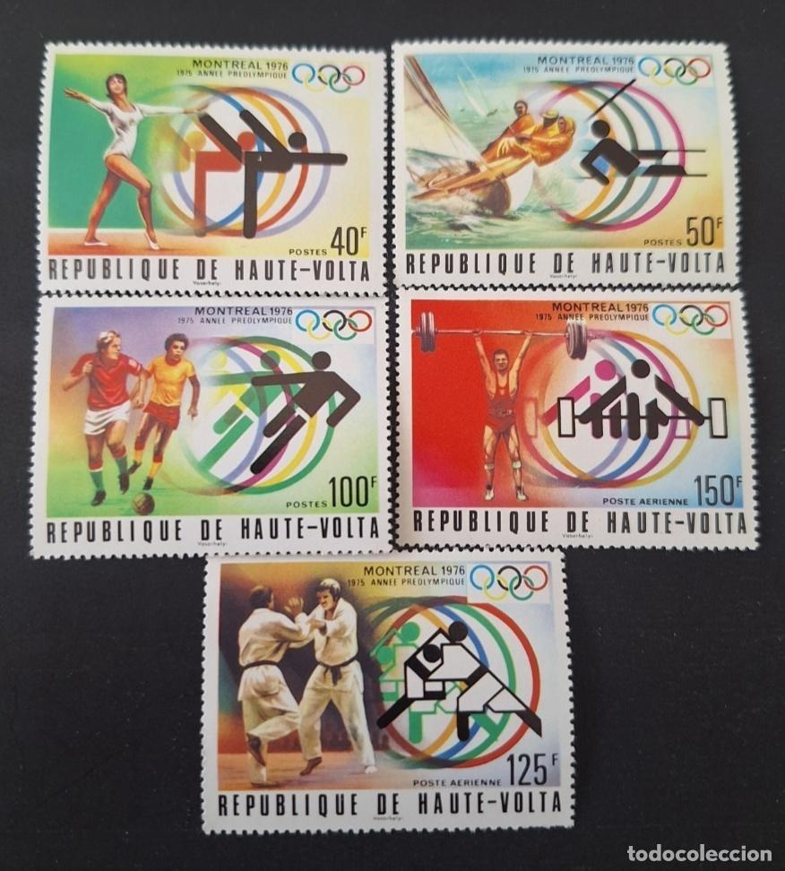 Sellos: Alto Volta 1976 Mi. 611-615 JO Montreal gimnasia vela judo