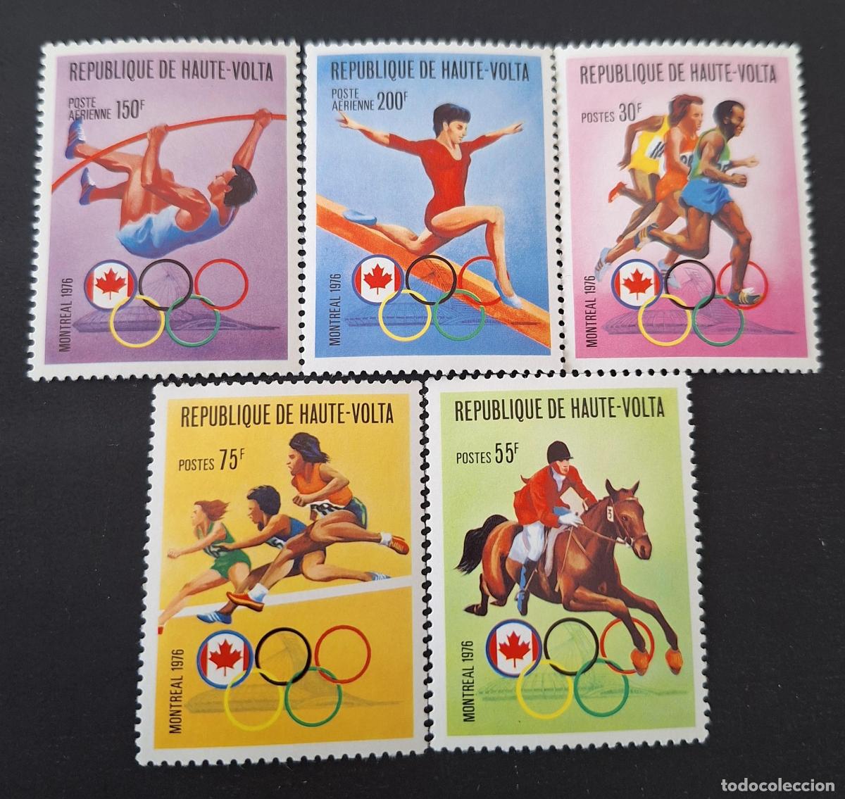 Sellos: Alto Volta 1976 Mi. 617-621 Juegos Ol&iacute;mpicos Montreal equitaci&oacute;n
