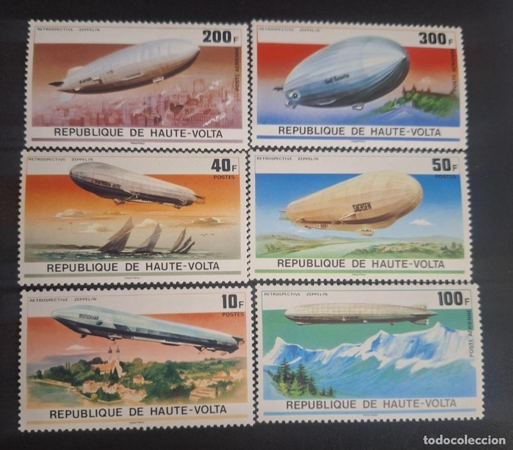 Sellos: Alto Volta 1976 Mi. 625-630 Zeppelin dirigible retrospectiva aviaci&oacute;n