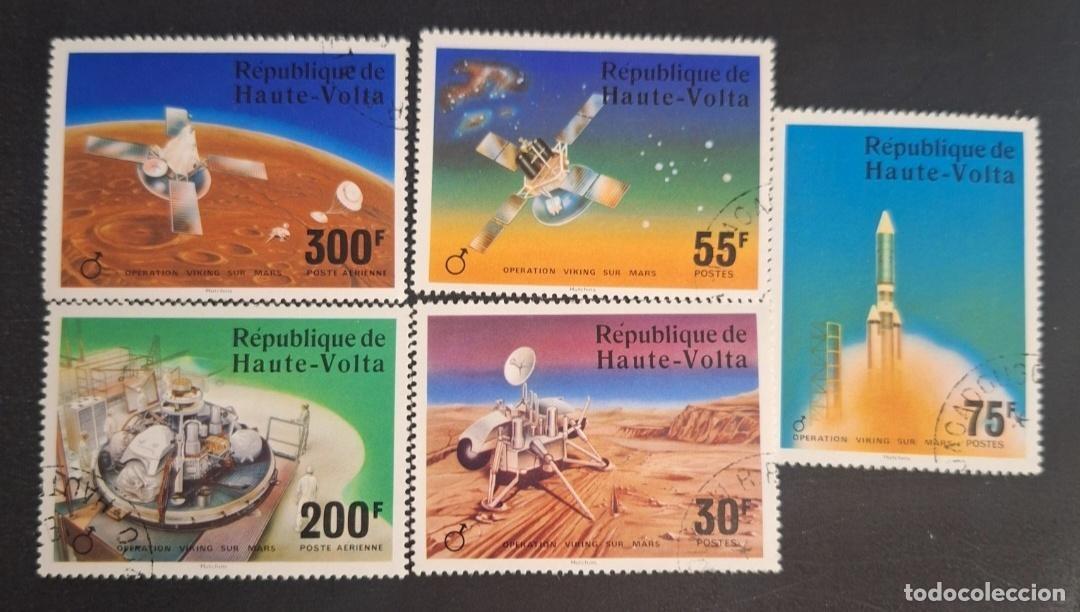 Sellos: Alto Volta 1976 Mi. 632-636 us. Viking Marte espacio cohete sonda