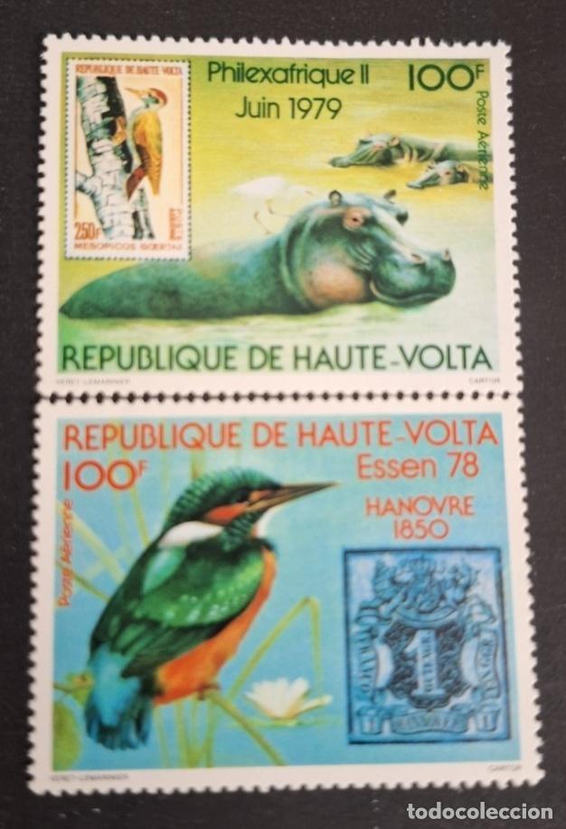 Sellos: Alto Volta 1978 Mi. 730-731 Philexafrique aves hipop&oacute;tamo Essen