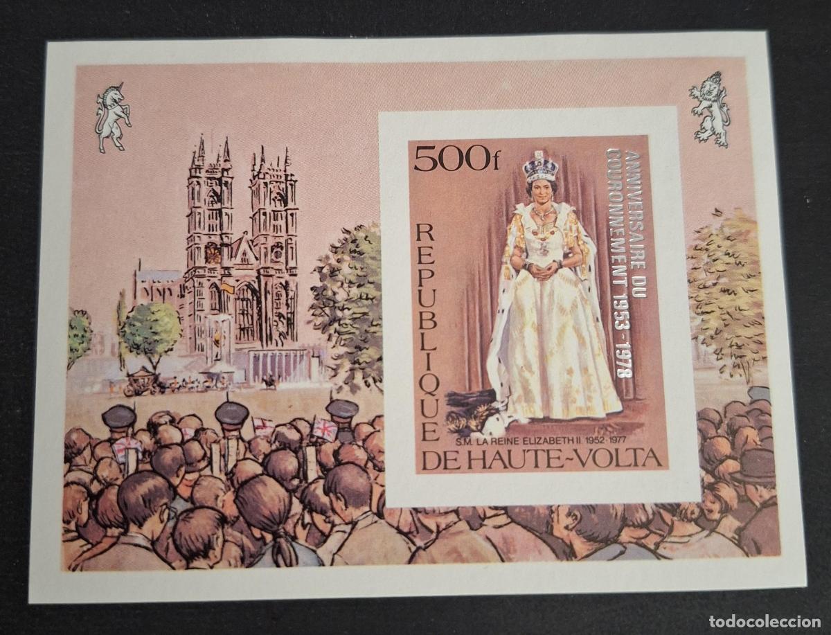 Sellos: Alto Volta 1978 Mi. Bl. 51 ND Reina Isabel II coronaci&oacute;n