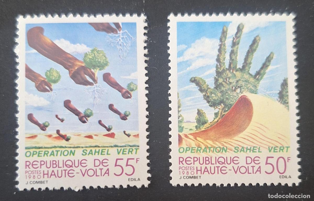 Sellos: Alto Volta 1980 Mi. 793-794 Operaci&oacute;n Sahel Verde reforestaci&oacute;n desierto