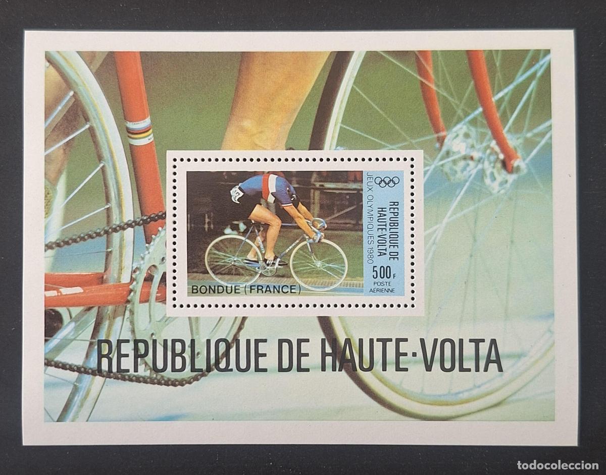 Sellos: Alto Volta 1980 Mi. Bl. 56 Juegos Ol&iacute;mpicos ciclismo Bondue bicicleta