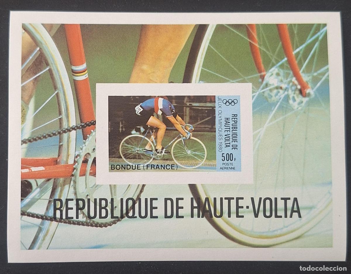 Sellos: Alto Volta 1980 Mi. Bl. 56 ND Juegos Ol&iacute;mpicos ciclismo Bondue