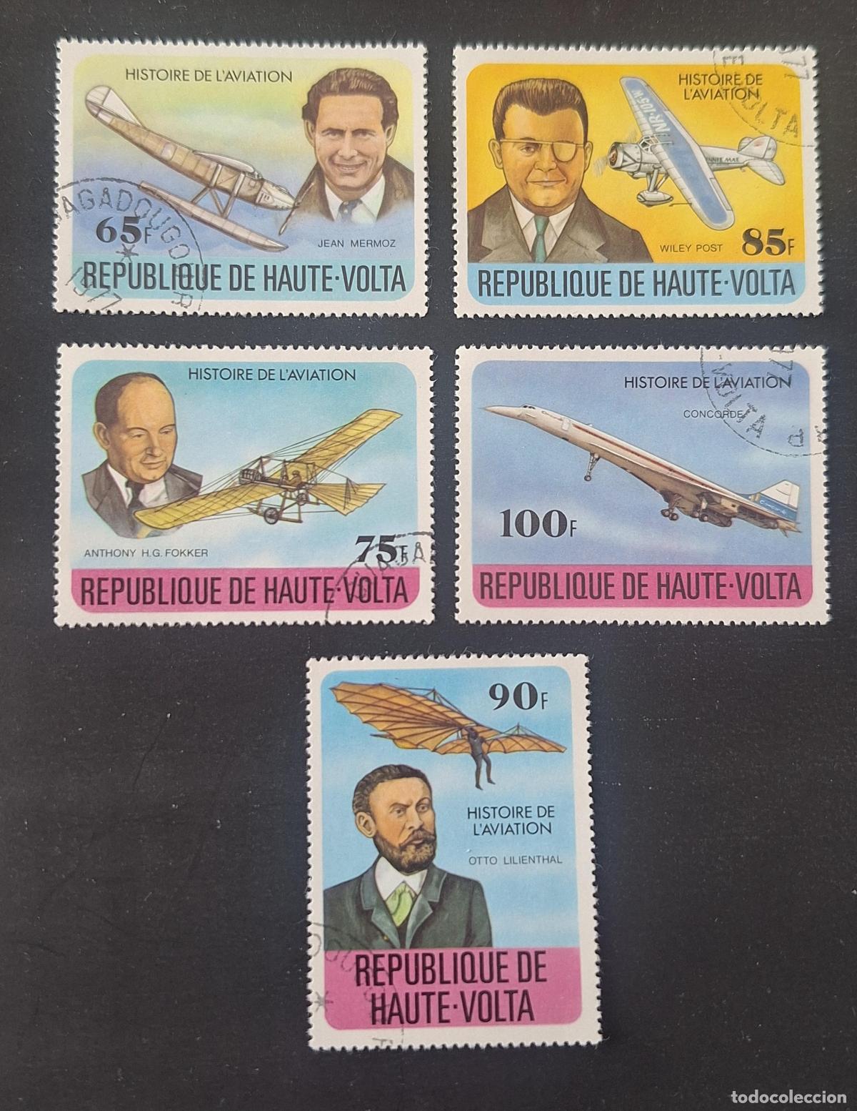 Francobolli: Alto Volta 1978 Mi. 706-710 usado aviaci&oacute;n Mermoz Fokker Concorde