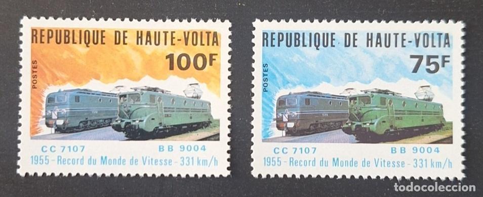 Timbres: Alto Volta 1979 Mi. 780-781 locomotoras CC 7107 BB 9004 r&eacute;cord velocidad