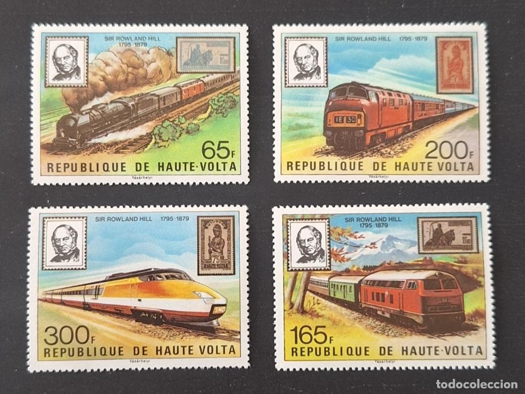 Sellos: Alto Volta 1979 Mi. 756-758 Sir Rowland Hill trenes locomotoras