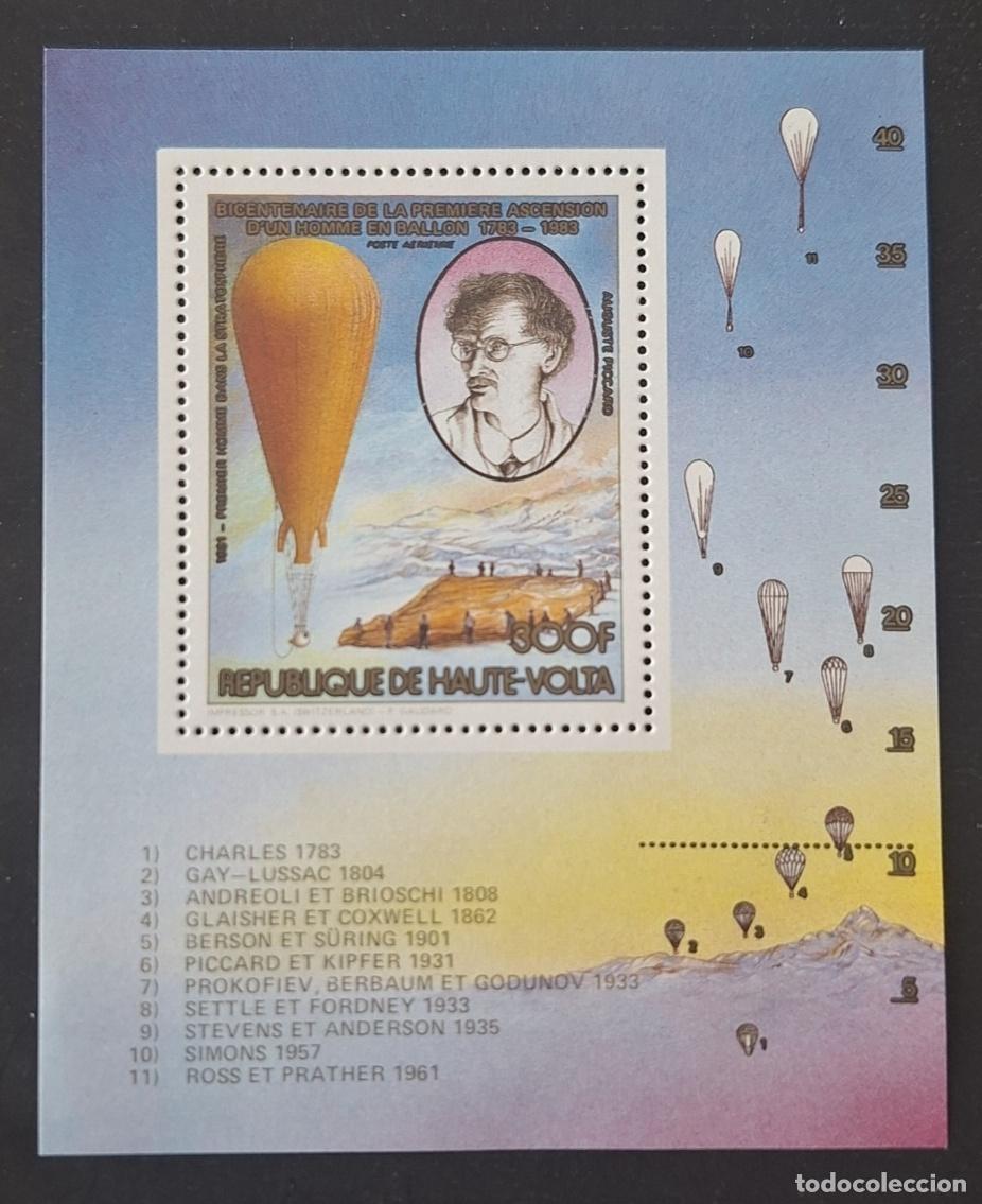 Sellos: Alto Volta 1983 Mi. Bl. 59 bicentenario ascensi&oacute;n globo Piccard