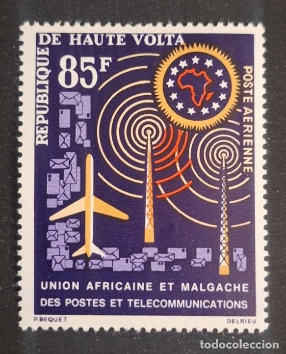 Sellos: Alto Volta 1963 Mi. 137 Correo a&eacute;reo UAMPT telecomunicaciones &Aacute;frica