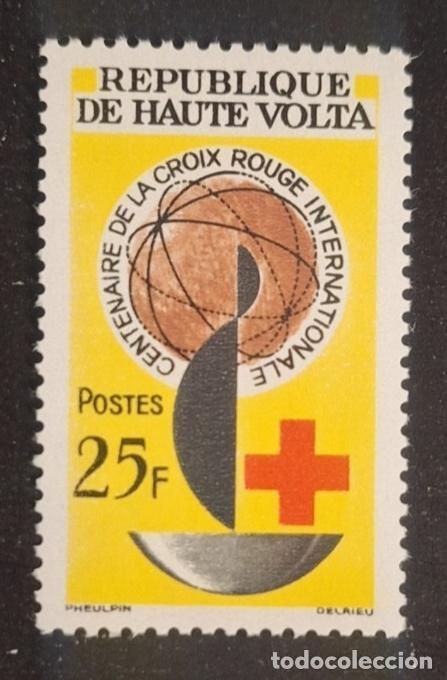 Sellos: Alto Volta 1963 Mi. 138 Centenario Cruz Roja Internacional globo