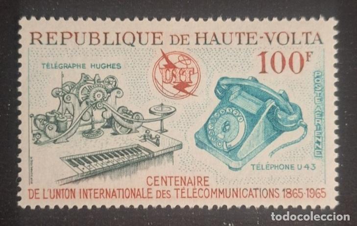 Francobolli: Alto Volta 1965 Mi. 164 centenario UIT telecomunicaciones tel&eacute;fono