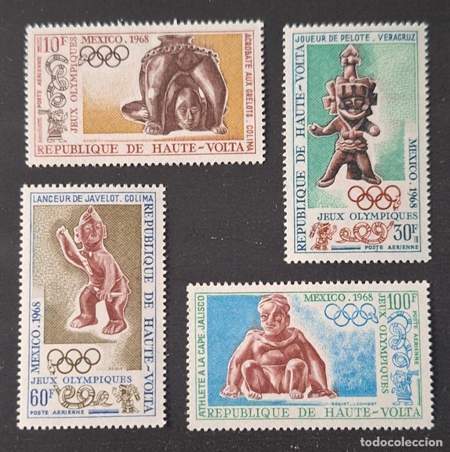 Timbres: Alto Volta 1968 Mi. 246-249 JJOO M&eacute;xico arte precolombino
