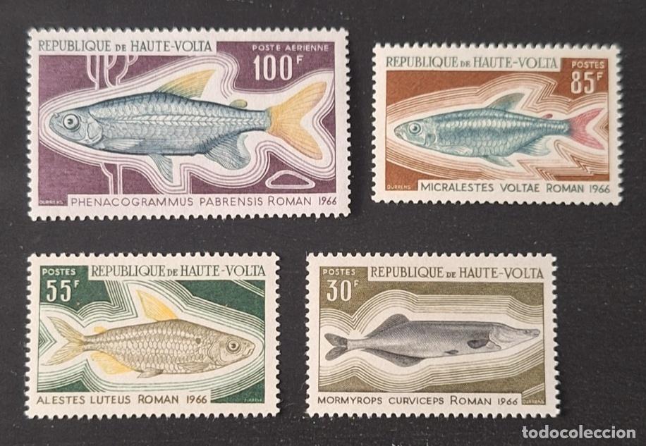 Timbres: Alto Volta 1969 Mi. 263-266 peces fauna acu&aacute;tica Mormyrops