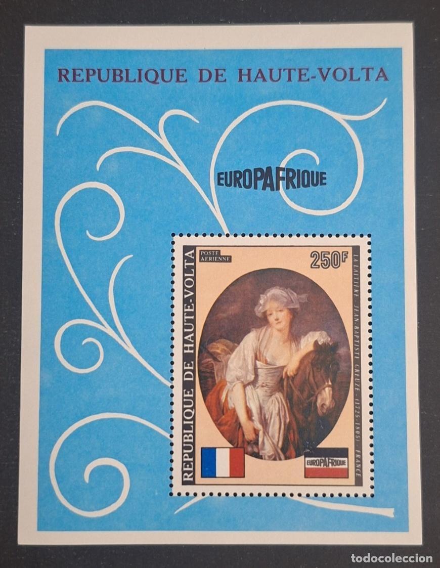 Briefmarken: Alto Volta 1973 Mi. Bl. 12 Europafrica pintura Greuze La Lechera