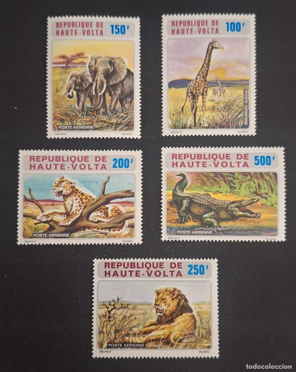 Briefmarken: Alto Volta 1972 Mi. 446-450 fauna elefante jirafa leopardo cocodrilo le&oacute;n