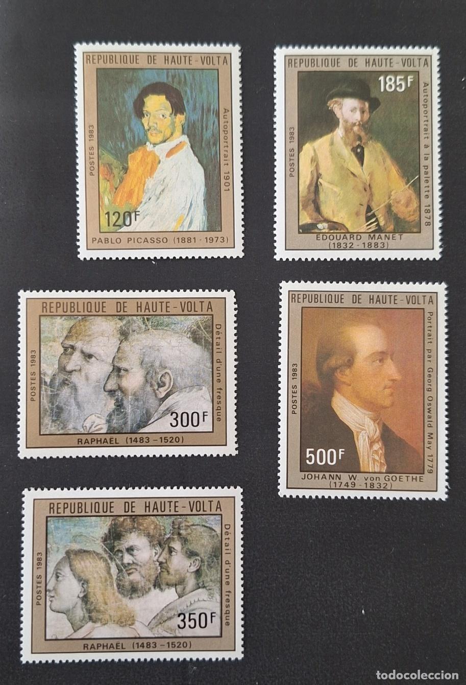 Timbres: Alto Volta 1983 Mi. 921-925 Picasso Manet Raphael Goethe pintura