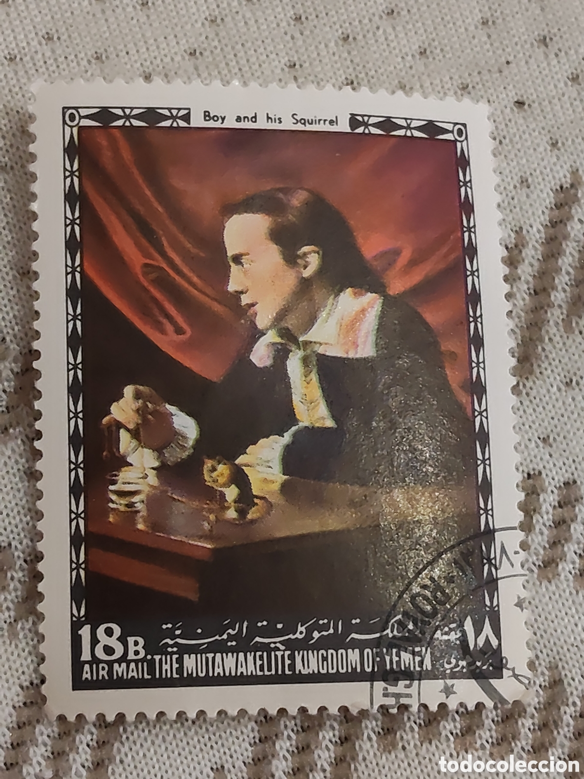 Briefmarken: Sello de Mutawakkilita de Yemen ni&ntilde;o con ardilla 1968