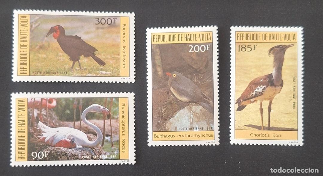 Sellos: Alto Volta 1984 Mi. 935-938 aves a&eacute;reo flamenco c&aacute;lao