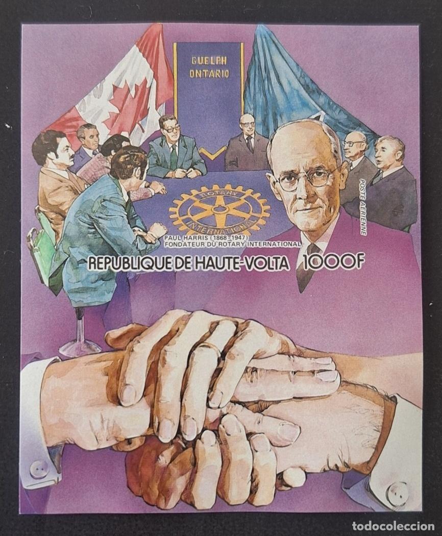 Sellos: Alto Volta 1984 Mi. Bl. 71 ND Rotary Paul Harris fundador Canad&aacute;