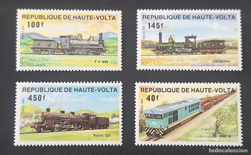 Sellos: Alto Volta 1984 Mi. 968-971 locomotoras trenes ferrocarril nuevo