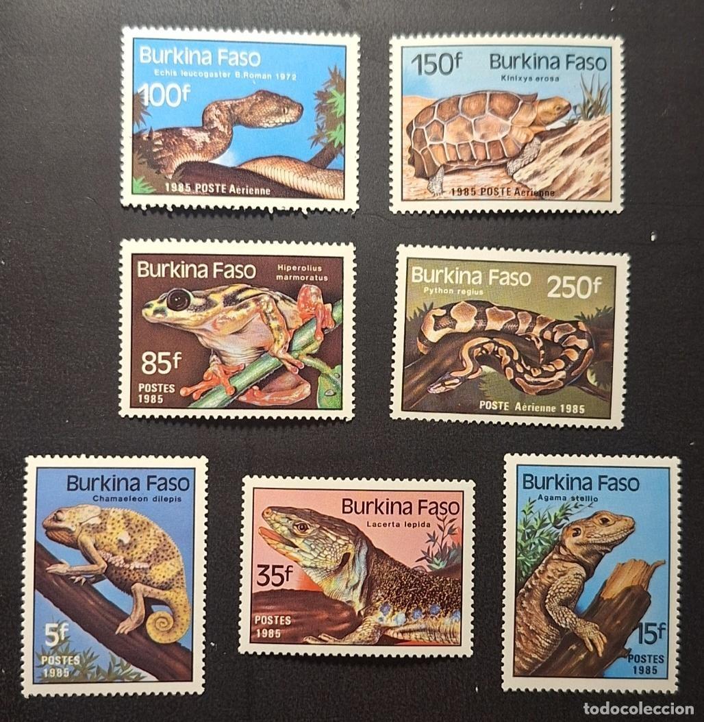 Sellos: Burkina Faso 1985 Mi. 1005-1011 reptiles serpientes tortuga camale&oacute;n