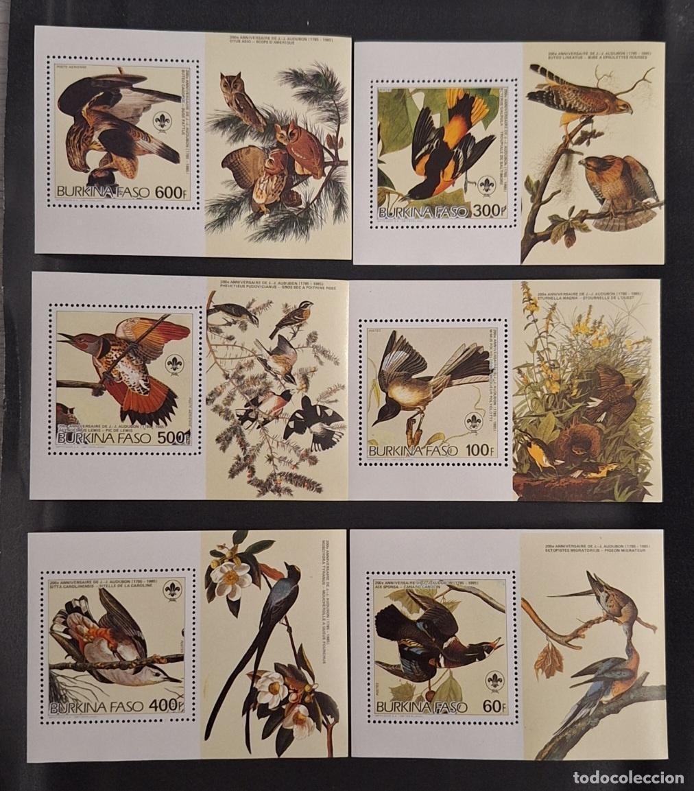 Sellos: Burkina Faso 1985 Mi. 1028-1033 ND Audubon aves escultismo