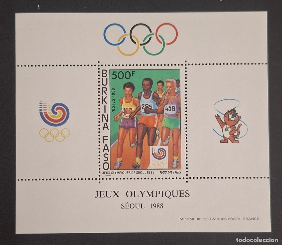 Sellos: Burkina Faso 1988 Mi. Bl. 130 JJOO Se&uacute;l 1500m carrera
