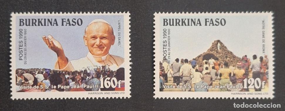 Sellos: Burkina Faso 1990 Mi. 1222-1223 Visita Papa Juan Pablo II Nuestra Se&ntilde;ora Yagma