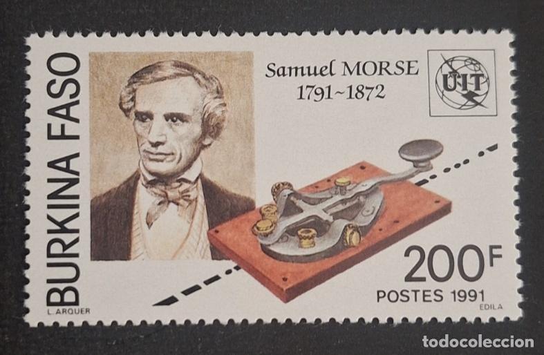 Sellos: Burkina Faso 1991 Mi. 1249 Samuel Morse tel&eacute;grafo UIT inventor