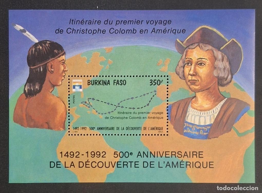 Timbres: Burkina Faso 1992 Mi. Bl. 137 Crist&oacute;bal Col&oacute;n descubrimiento Am&eacute;rica