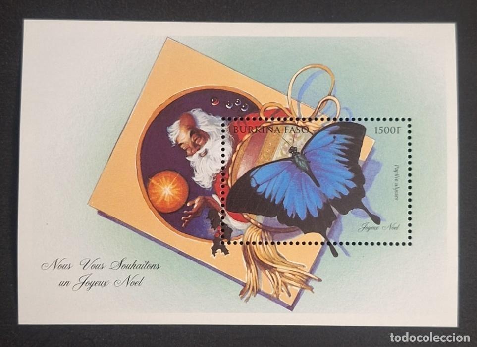 Briefmarken: Burkina Faso Mi. Bl. 187 Navidad Pap&aacute; Mariposa Papilio ulysses