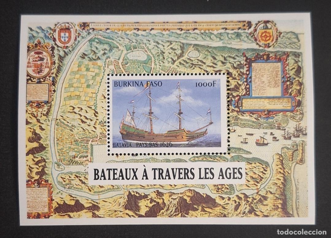 Sellos: Burkina Faso 1999 Mi. Bl. 188 veleros Batavia mapa antiguo