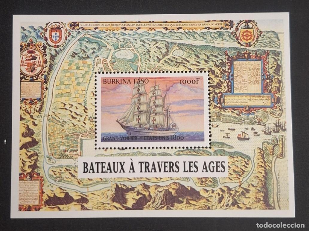 Sellos: Burkina Faso 1999 Mi. Bl. 189 barcos velero mapa antiguo navegaci&oacute;n