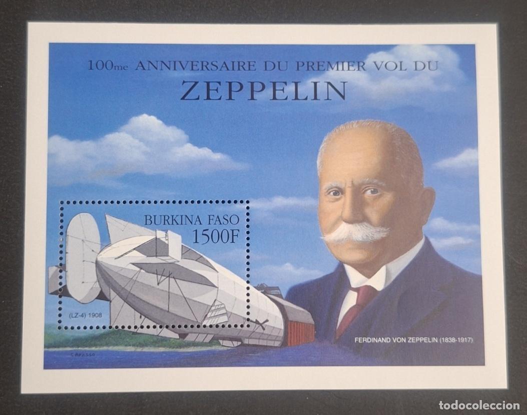 Sellos: Burkina Faso 2000 Mi. Bl. 205 Zeppelin dirigible LZ-4 aviaci&oacute;n