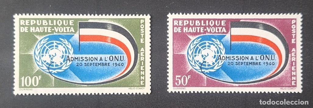Sellos: Alto Volta 1962 Mi. 112-113 Admisi&oacute;n ONU correo a&eacute;reo bandera