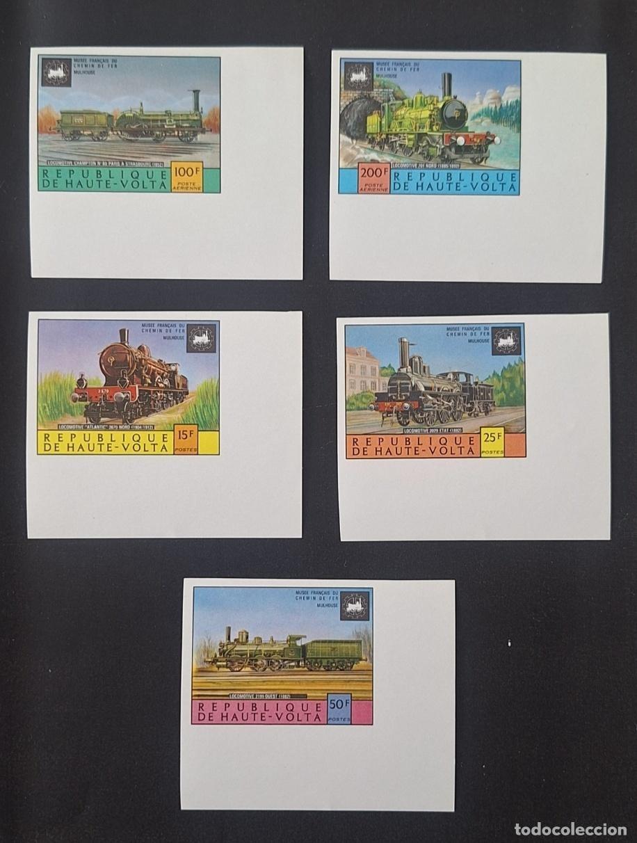 Sellos: Alto Volta 1975 Mi. 557-561 ND locomotoras ferrocarril
