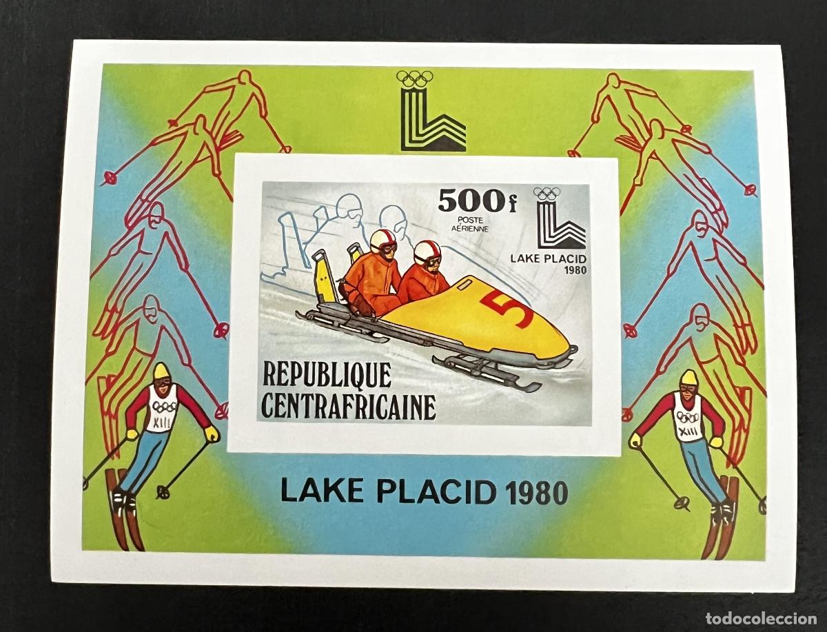 Stamps: Centro&aacute;frica 1979 Mi. Bl. 68B ND JJOO invierno Lake Placid bobsleigh esqu&iacute;