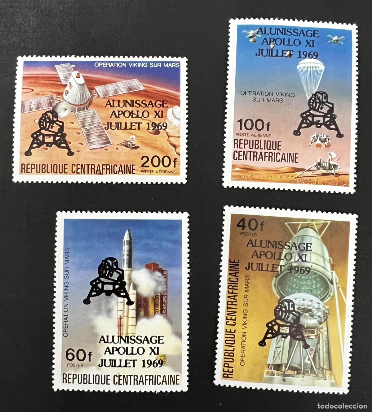 Stamps: Centro&aacute;frica 1969 Mi. 637-641 sobrecargado Operaci&oacute;n Viking Marte Apolo XI