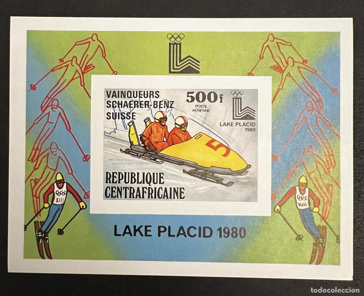 Francobolli: Centro&aacute;frica 1980 Mi. Bl. 80B ND JO Lake Placid bobsleigh esqu&iacute;