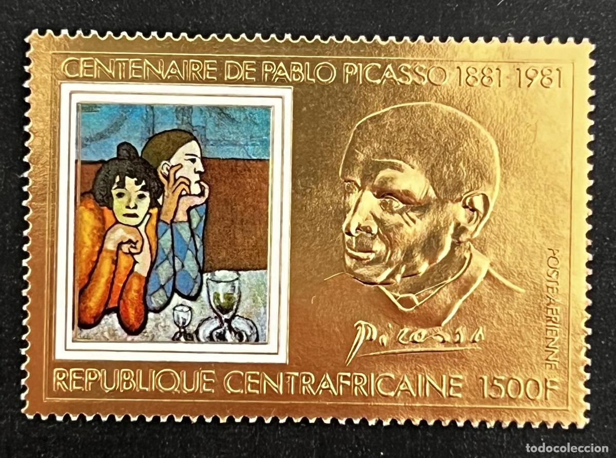 Francobolli: Centro&aacute;frica 1981 Mi. 748A Centenario Pablo Picasso pintura oro