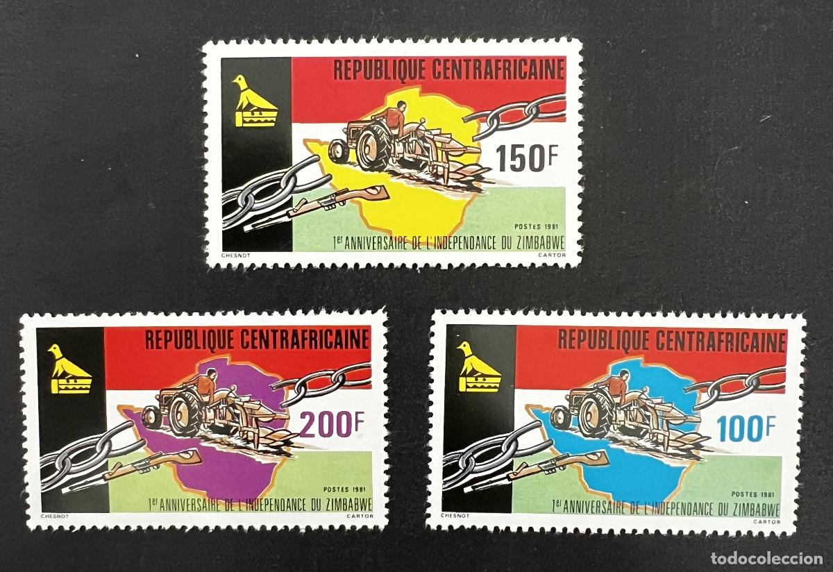 Francobolli: Centro&aacute;frica 1981 Mi. 750-752 Aniversario independencia Zimbabue