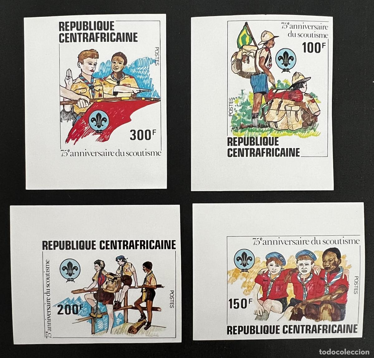 Stamps: Centro&aacute;frica 1982 Mi. 807-810B prueba de lujo 75 aniv. escultismo