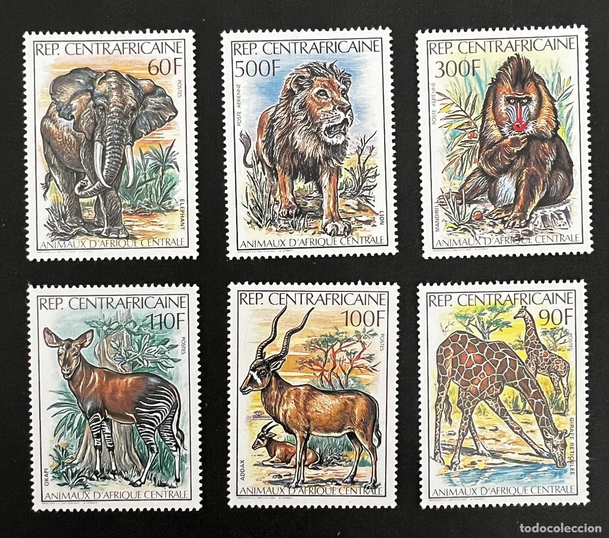 Stamps: Centro&aacute;frica 1982 Mi. 812-817 fauna elefante le&oacute;n mandril okapi jirafa