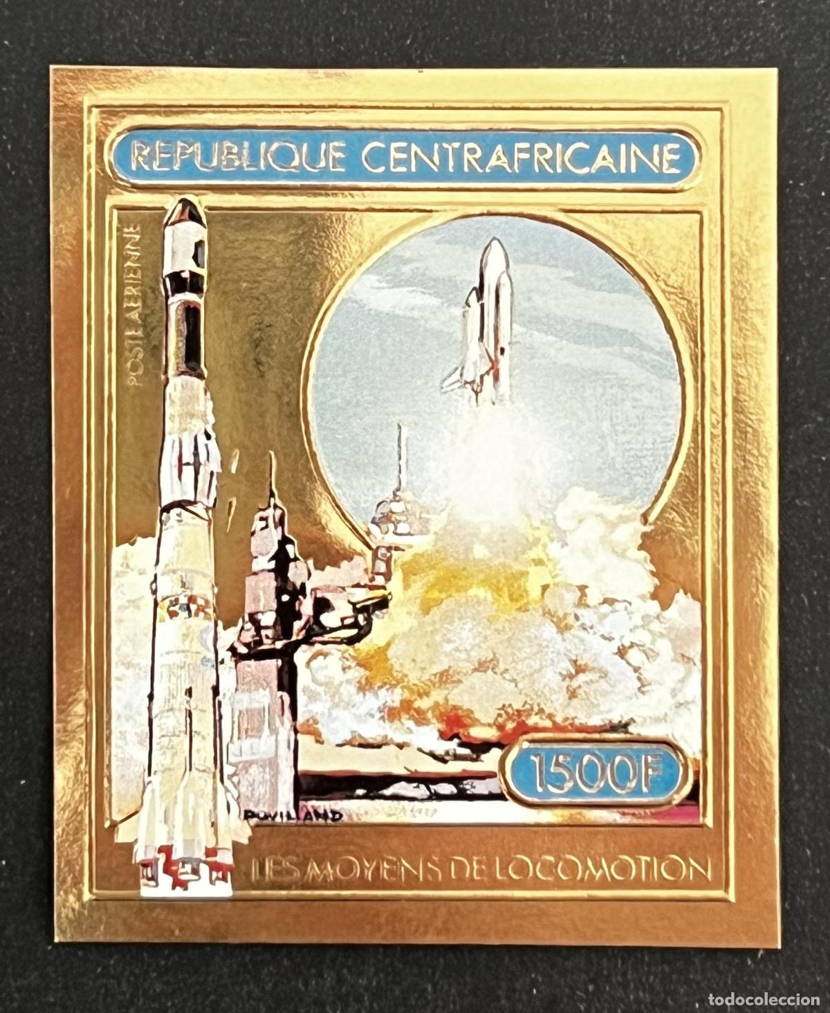 Sellos: Centro&aacute;frica 1982 Mi. 832 ND espacio cohete transbordador oro
