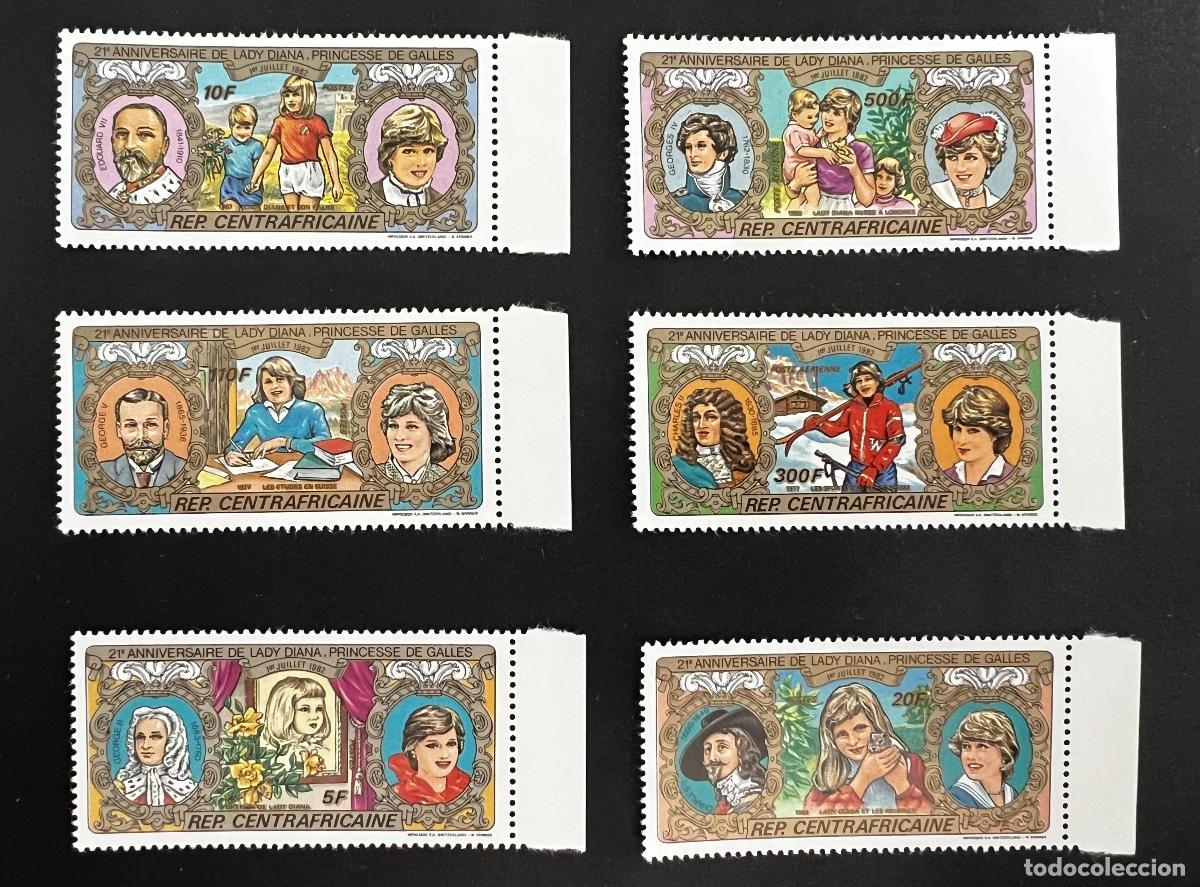 Sellos: Centro&aacute;frica 1982 Mi. 843-848 Lady Diana Princesa de Gales aniversario