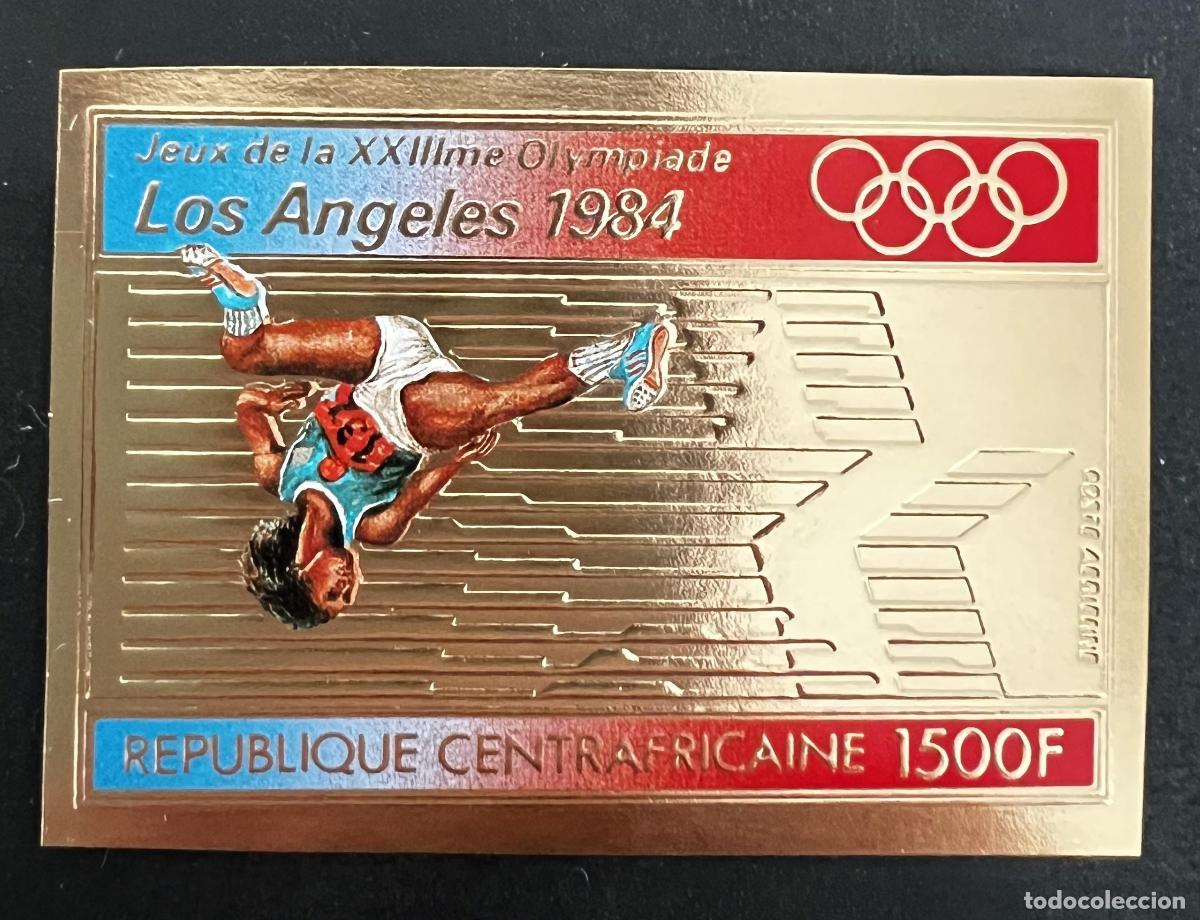 Sellos: Centro&aacute;frica 1982 Mi. 859/B ND JJ.OO. Los &Aacute;ngeles 1984 carrera oro