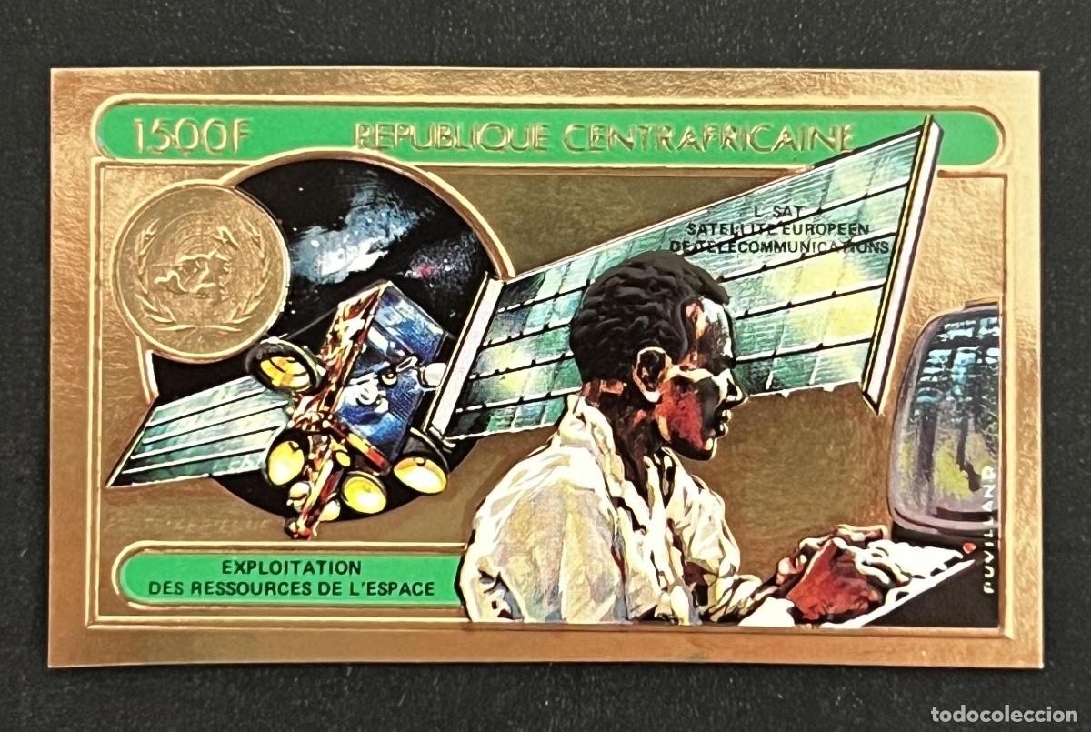 Briefmarken: Centro&aacute;frica 1982 Mi. 868B ND sat&eacute;lite espacio telecomunicaciones dorado