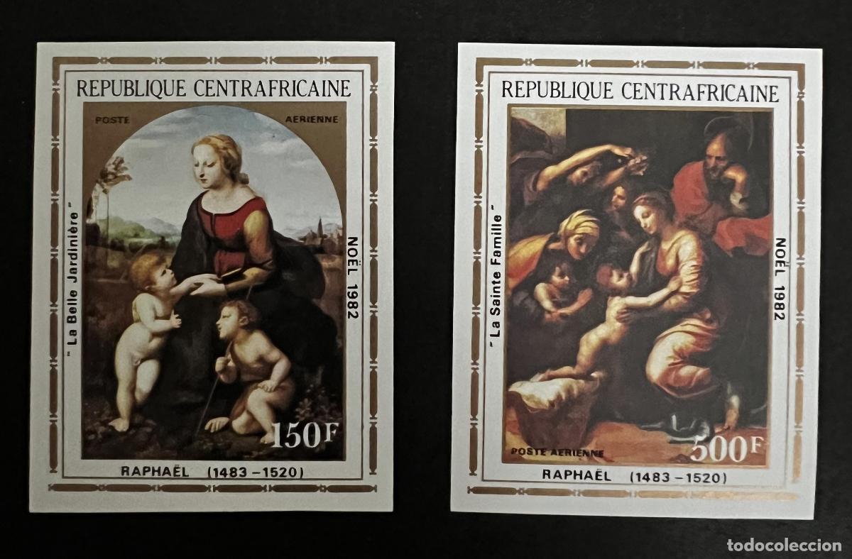 Sellos: Centro&aacute;frica 1982 Mi. 903-04B ND Navidad Rafael pintura Madonna